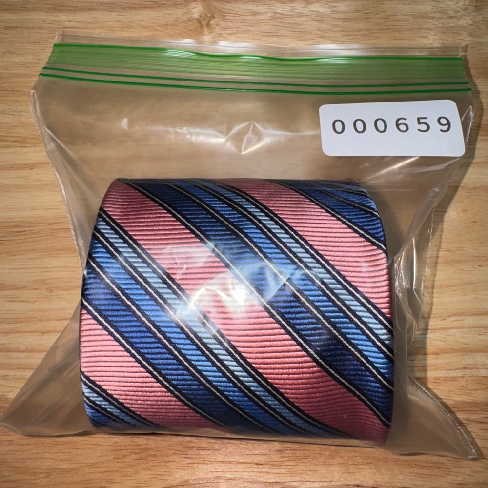 Brooks Brothers Makers Repp Tie 100% Silk Blue Pink Striped Preppy Pastel - Picture 9 of 9